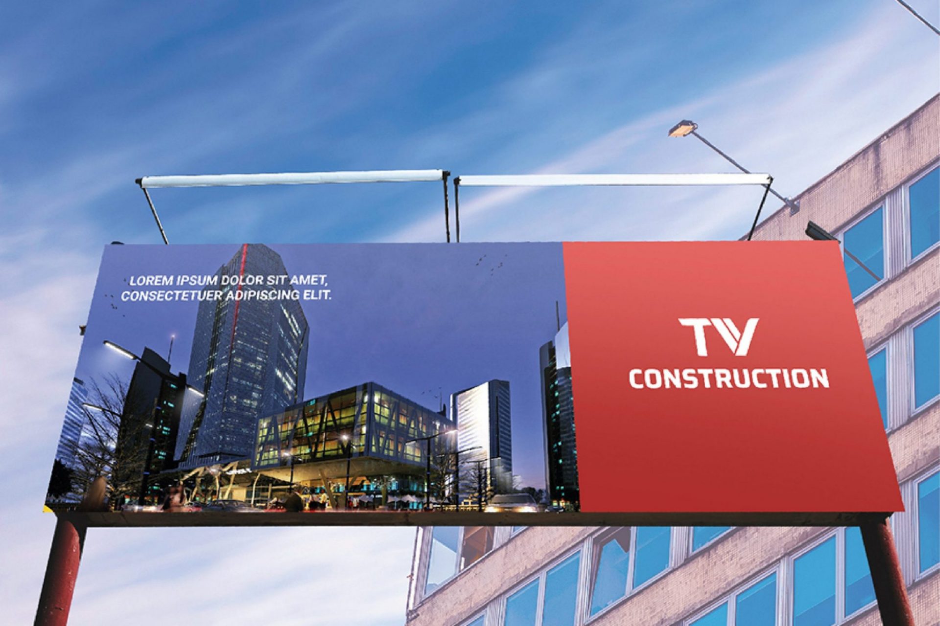 Dự án thiết kế thương hiệu TV Construction - Nhận diện ngoài trời