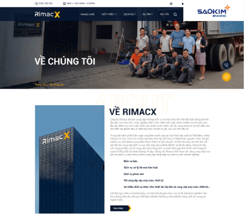 Dự án xây dựng thương hiệu ngành tự động hóa: RimacX - Website