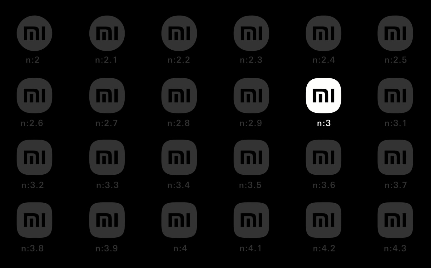 Thử nghiệp các biến thể đường cong của Logo Xiaomi
