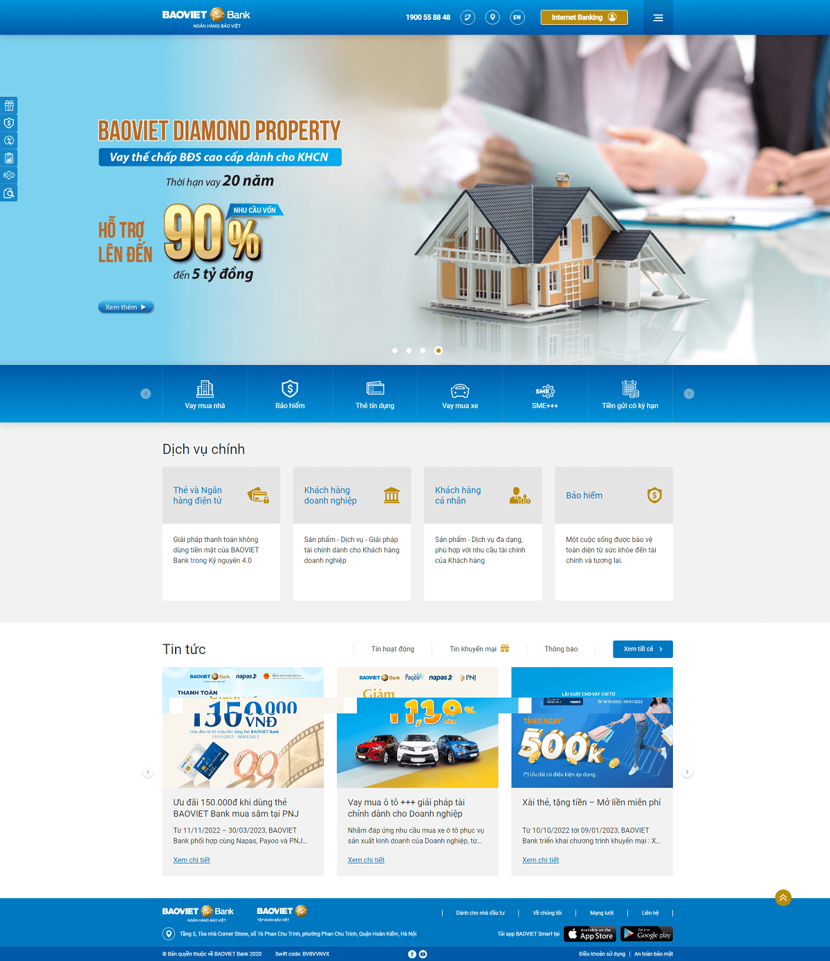 Thiết kế trang chủ website Baovietbank (Do Sao Kim thiết kế)