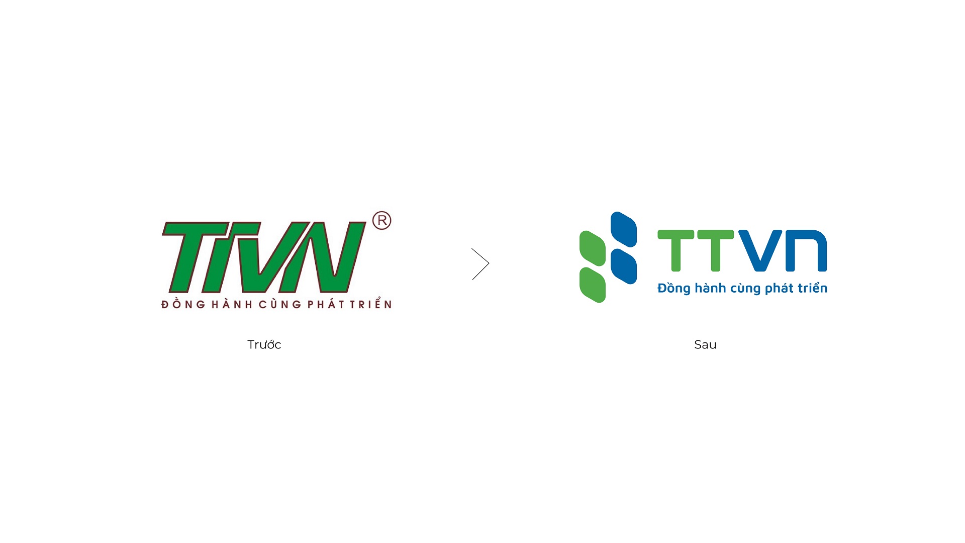 Logo của TTVN trước và sau khi thay đổi nhận diện thương hiệu