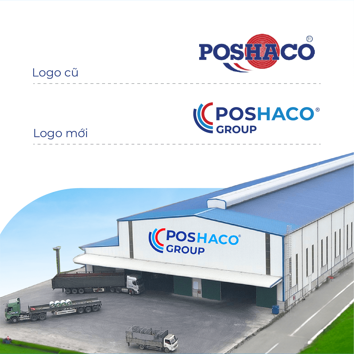 Dự án thiết kế logo, thiết kế bộ nhận diện thương hiệu POSHACO Group của Sao Kim Branding - So sánh logo cũ và logo mới