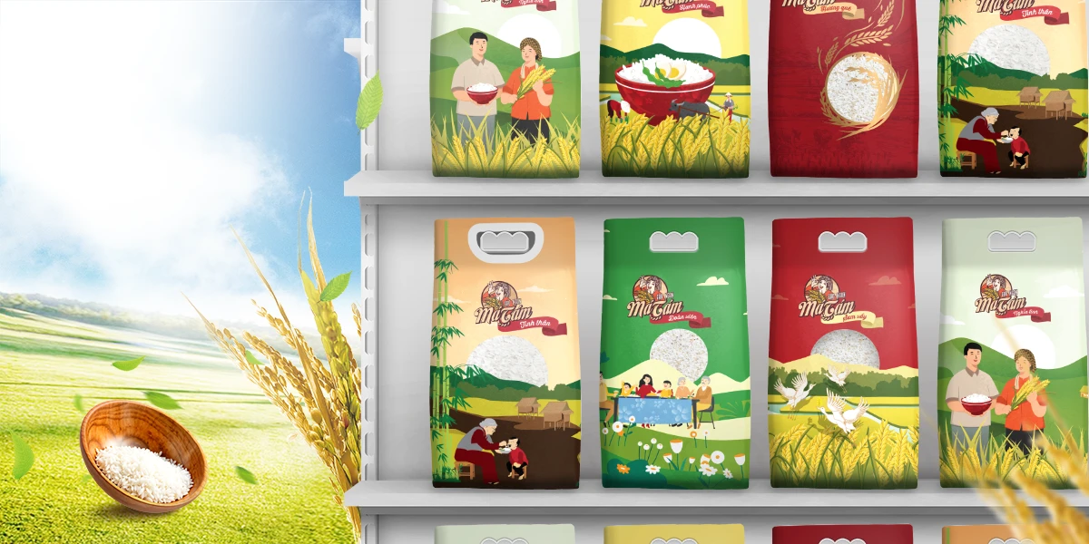 Dự án thiết kế bao bì nhãn mác sản phẩm Gạo Má Tám Thiện Nhân