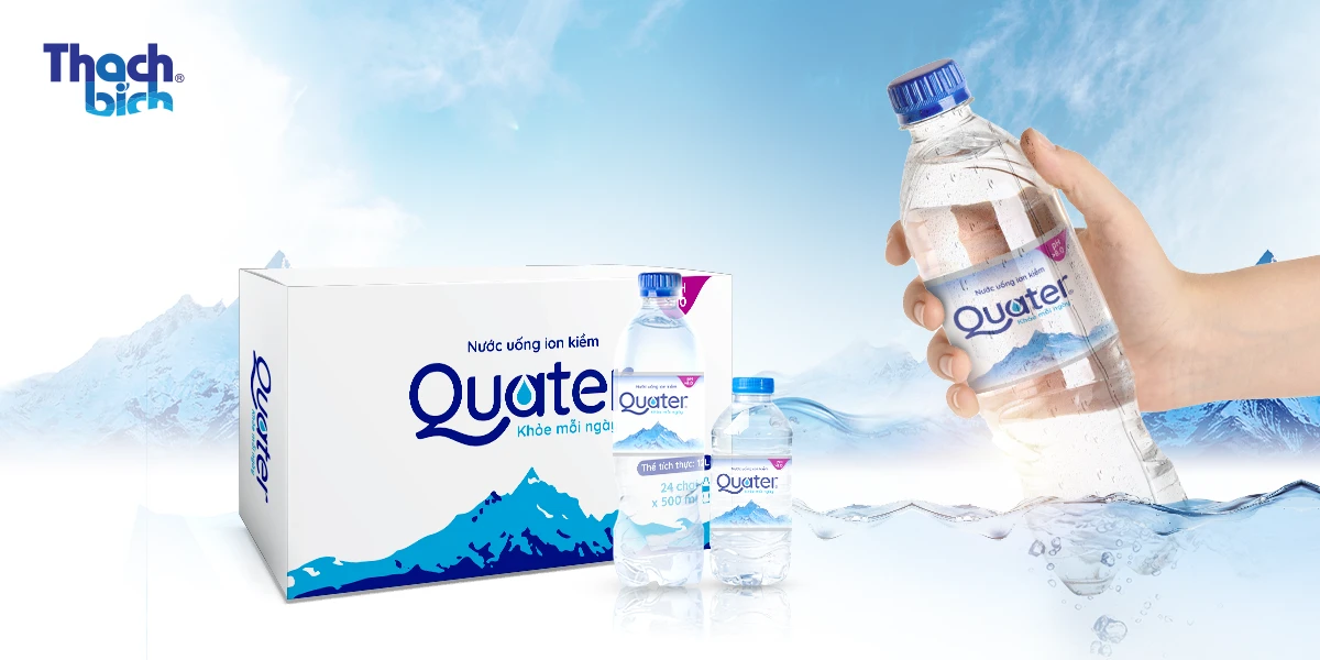Dự án thiết kế bao bì nhãn mác sản phẩm Nước uống ion kiềm Quater Thạch Bích